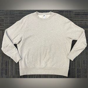 Nike Sportswear Classic Club Fleece Crew Neck Gray White DA0021-050 Men's XLT EC
